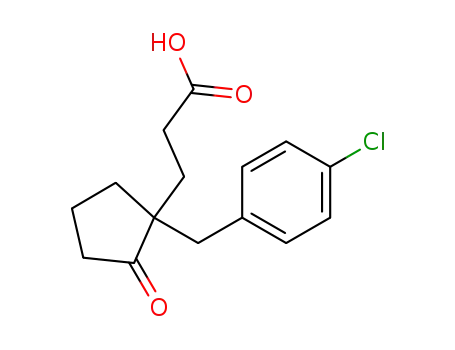 Molecular Structure of 2700-03-0 (3-[1-[(4-chlorophenyl)methyl]-2-oxo-cyclopentyl]propanoic acid)