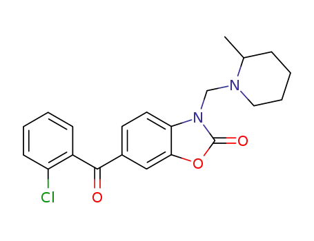 Molecular Structure of 99541-44-3 (6-[(2-chlorophenyl)carbonyl]-3-[(2-methylpiperidin-1-yl)methyl]-1,3-benzoxazol-2(3H)-one)