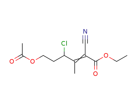 Molecular Structure of 334687-31-9 (Ethyl 6-acetoxy-2-cyano-3-methyl-4-chlorohex-2-enoate)