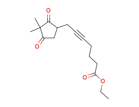 Molecular Structure of 87269-32-7 (7-(3,3-Dimethyl-2,4-dioxo-cyclopentyl)-hept-5-ynoic acid ethyl ester)