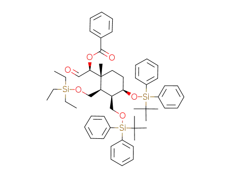 Benzoic acid (S)-1-[(1R,2R,3R,4R)-4-(tert-butyl-diphenyl-silanyloxy)-3-(tert-butyl-diphenyl-silanyloxymethyl)-1-methyl-2-triethylsilanyloxymethyl-cyclohexyl]-2-oxo-ethyl ester