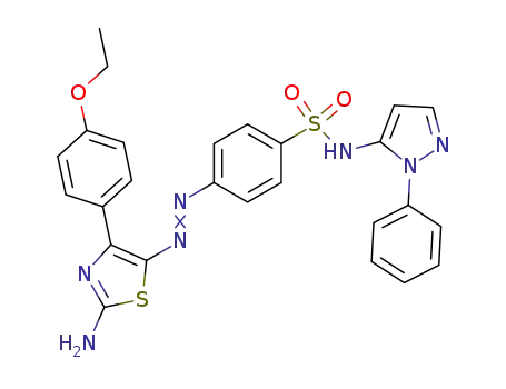 Molecular Structure of 97854-96-1 (Benzenesulfonamide,
4-[[2-amino-4-(4-ethoxyphenyl)-5-thiazolyl]azo]-N-(1-phenyl-1H-pyrazol-
5-yl)-)