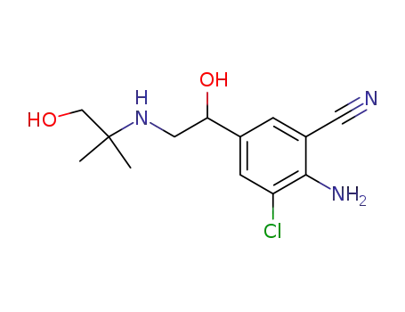 Molecular Structure of 97760-64-0 (2-Amino-3-chloro-5-[1-hydroxy-2-(2-hydroxy-1,1-dimethyl-ethylamino)-ethyl]-benzonitrile)