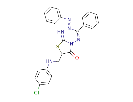 Molecular Structure of 152449-62-2 ((2Z)-5-{[(4-chlorophenyl)amino]methyl}-2-imino-3-({(Z)-phenyl[(E)-phenyldiazenyl]methylidene}amino)-1,3-thiazolidin-4-one)
