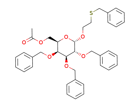 Acetic acid (2R,3S,4S,5R,6S)-3,4,5-tris-benzyloxy-6-(2-benzylsulfanyl-ethoxy)-tetrahydro-pyran-2-ylmethyl ester