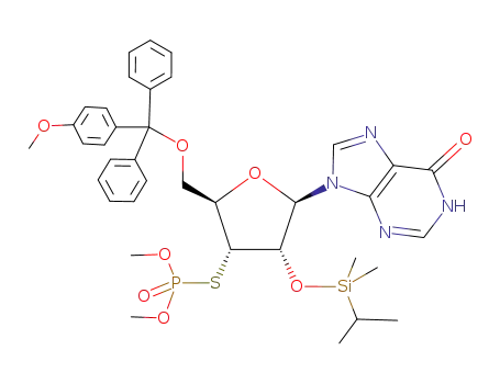 9-[5-O-(monomethoxytrityl)-3-deoxy-3-thio-3-S-(O,O-dimethylphosphorothiolate)-2-O-(isopropydimethylsilyl)-β-D-ribofuranosyl]hypoxanthine
