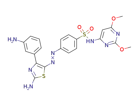 Molecular Structure of 97855-21-5 (4-[2-Amino-4-(3-amino-phenyl)-thiazol-5-ylazo]-N-(2,6-dimethoxy-pyrimidin-4-yl)-benzenesulfonamide)