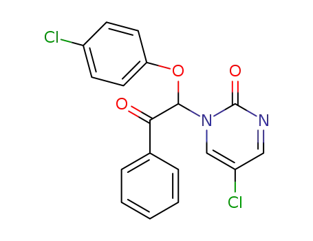 Molecular Structure of 88350-62-3 (2(1H)-Pyrimidinone,
5-chloro-1-[1-(4-chlorophenoxy)-2-oxo-2-phenylethyl]-)