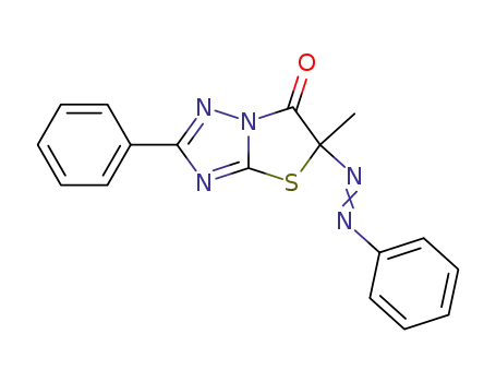 Molecular Structure of 88743-80-0 (Thiazolo[3,2-b][1,2,4]triazol-6(5H)-one,
5-methyl-2-phenyl-5-(phenylazo)-)