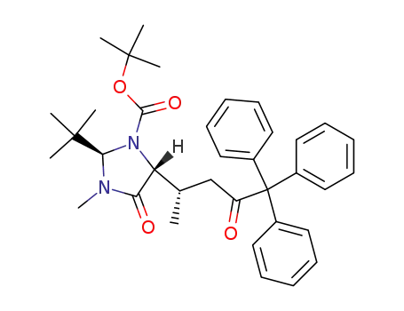 t-butyl (1'S,2R,5R)-2-(t-butyl)-3-methyl-5-<1'-methyl-3'-oxo-4',4',4'-triphenylbutyl>-4-oxo-1-imidazolidinecarboxylate