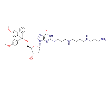 2-{3-[4-(3-Amino-propylamino)-butylamino]-propylamino}-9-{(2R,4S,5R)-5-[bis-(4-methoxy-phenyl)-phenyl-methoxymethyl]-4-hydroxy-tetrahydro-furan-2-yl}-1,9-dihydro-purin-6-one