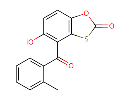 Molecular Structure of 112450-21-2 (1,3-Benzoxathiol-2-one, 5-hydroxy-4-(2-methylbenzoyl)-)