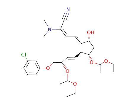 (1SR,2RS,3RS,4RS)-3-<(3SR)-4-(3-chlorophenoxy)-3-(1-ethoxy-ethoxy)-1(E)-butenyl>-2-<3-cyano-3-dimethylamino-2(E)-propenyl>-4-(1-ethoxy-ethoxy)cyclopentanol