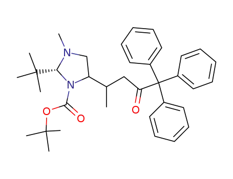 t-butyl (2R)-2-(t-butyl)-3-methyl-5-<1'-methyl-3'-oxo-4',4',4'-triphenylbutyl>-1-imidazolidinecarboxylate