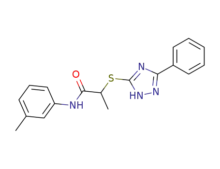 Molecular Structure of 88743-64-0 (Propanamide,
N-(3-methylphenyl)-2-[(5-phenyl-1H-1,2,4-triazol-3-yl)thio]-)