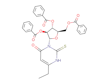 Molecular Structure of 147909-88-4 (6-Ethyl-3-(2,3,5-tri-O-benzoyl-α-D-arabinofuranosyl)-2-thiouracil)