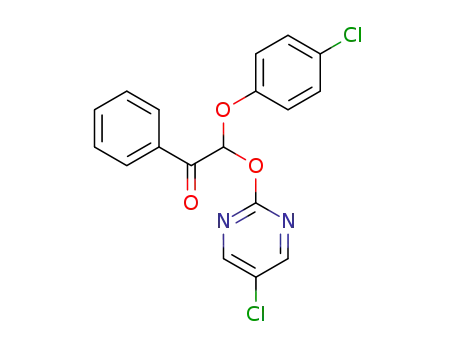 Molecular Structure of 88350-63-4 (Ethanone, 2-(4-chlorophenoxy)-2-[(5-chloro-2-pyrimidinyl)oxy]-1-phenyl-)