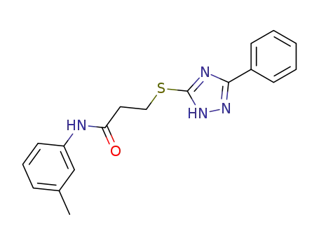 Molecular Structure of 88743-68-4 (Propanamide,
N-(3-methylphenyl)-3-[(5-phenyl-1H-1,2,4-triazol-3-yl)thio]-)