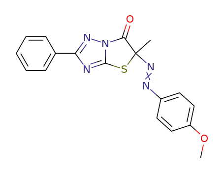 Molecular Structure of 88743-83-3 (Thiazolo[3,2-b][1,2,4]triazol-6(5H)-one,
5-[(4-methoxyphenyl)azo]-5-methyl-2-phenyl-)