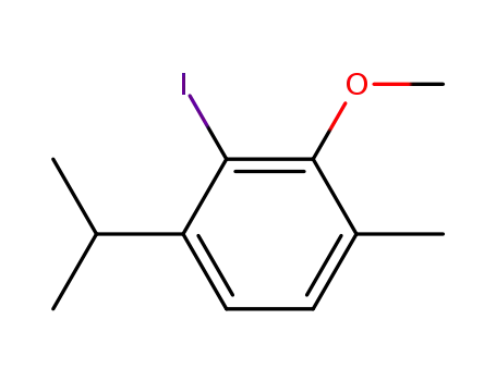 Molecular Structure of 89368-26-3 (Benzene, 2-iodo-3-methoxy-4-methyl-1-(1-methylethyl)-)