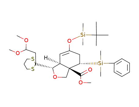 (1R<sup>*</sup>,3aR<sup>*</sup>,4R<sup>*</sup>,7a<sup>R*</sup>)-Methyl 6-(tert-Butyldimethylsiloxy)-1-<2'-(2'',2''-dimethoxyethyl)-1',3'-dithian-2'-yl>-4-<dimethyl(phenyl)silyl>-1,4,5,7a-tetrahydro-3H-isobenzofuran-3a-carboxylate