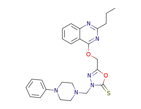 Molecular Structure of 96547-00-1 (3-[(4-phenylpiperazin-1-yl)methyl]-5-{[(2-propylquinazolin-4-yl)oxy]methyl}-1,3,4-oxadiazole-2(3H)-thione)