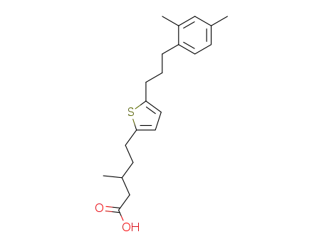 Molecular Structure of 214618-20-9 (5-{5-[3-(2,4-Dimethyl-phenyl)-propyl]-thiophen-2-yl}-3-methyl-pentanoic acid)