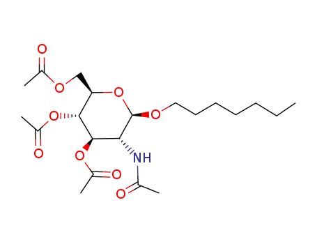 Molecular Structure of 115431-24-8 (HEPTYL 2-ACETAMIDO-3,4,6-TRI-O-ACETYL-2-DEOXY-BETA-D-GLUCOPYRANOSIDE)