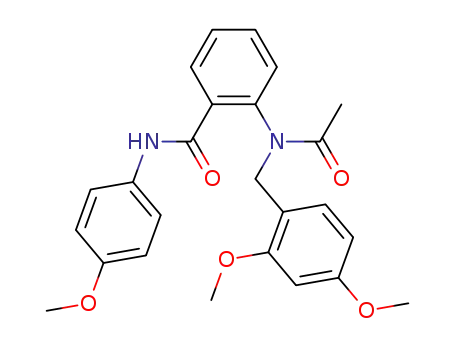 Molecular Structure of 143424-26-4 (Benzamide,
2-[acetyl[(2,4-dimethoxyphenyl)methyl]amino]-N-(4-methoxyphenyl)-)