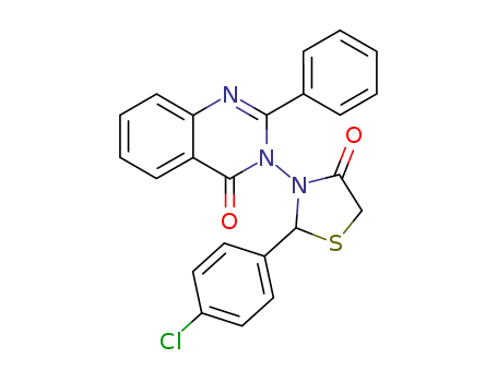 Molecular Structure of 106873-17-0 (3-[2-(4-chlorophenyl)-4-oxo-1,3-thiazolidin-3-yl]-2-phenylquinazolin-4(3H)-one)