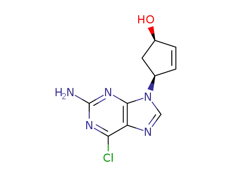 Molecular Structure of 134628-01-6 (2-amino-6-chloro-9<(1'β,4'β)-4'-hydroxycyclopent-2'-enyl>purine)