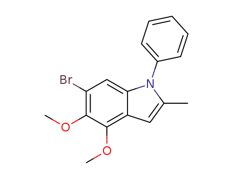Molecular Structure of 93971-07-4 (1H-Indole, 6-bromo-4,5-dimethoxy-2-methyl-1-phenyl-)