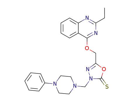 Molecular Structure of 96546-95-1 (5-{[(2-ethylquinazolin-4-yl)oxy]methyl}-3-[(4-phenylpiperazin-1-yl)methyl]-1,3,4-oxadiazole-2(3H)-thione)