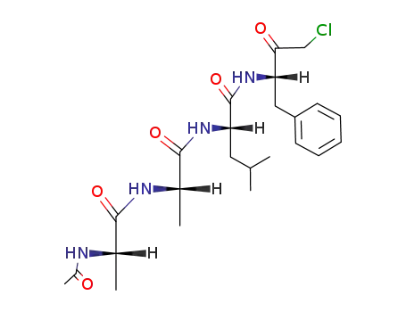 Molecular Structure of 90302-97-9 (L-Leucinamide,
N-acetyl-L-alanyl-L-alanyl-N-[3-chloro-2-oxo-1-(phenylmethyl)propyl]-,
(S)-)