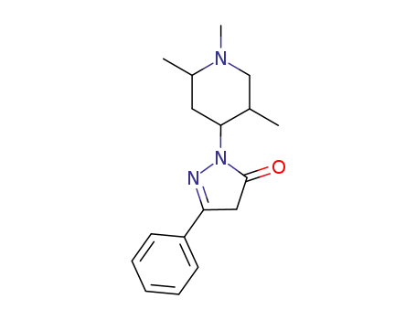 Molecular Structure of 102689-19-0 (3H-Pyrazol-3-one, 2,4-dihydro-5-phenyl-2-(1,2,5-trimethyl-4-piperidiny l)-)