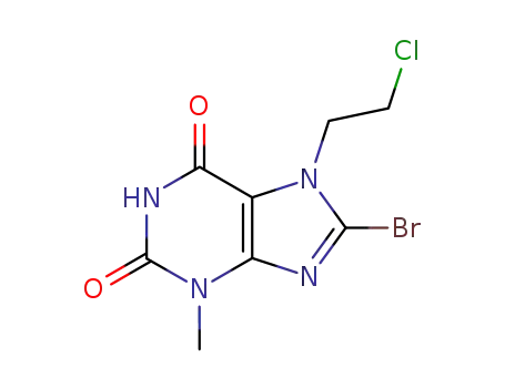 Molecular Structure of 115415-41-3 (8-bromo-7-(2-chloroethyl)-3-methyl-3,7-dihydro-1H-purine-2,6-dione)