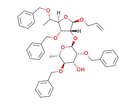 (2S,3R,4R,5R,6S)-2-[(2R,3R,4R,5R)-2-Allyloxy-4-benzyloxy-5-((S)-1-benzyloxy-ethyl)-tetrahydro-furan-3-yloxy]-3,5-bis-benzyloxy-6-methyl-tetrahydro-pyran-4-ol