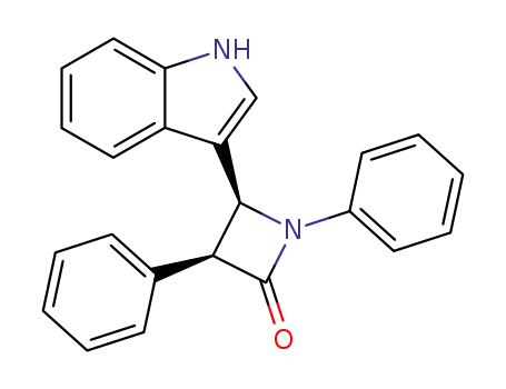 Molecular Structure of 105601-98-7 (2-Azetidinone, 4-(1H-indol-3-yl)-1,3-diphenyl-, cis-)
