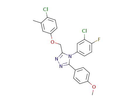 Molecular Structure of 141079-17-6 (4-(3-chloro-4-fluorophenyl)-3-[(4-chloro-3-methylphenoxy)methyl]-5-(4-methoxyphenyl)-4H-1,2,4-triazole)