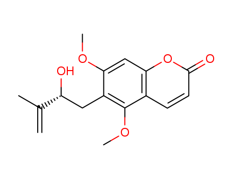 2H-1-Benzopyran-2-one, 6-(2-hydroxy-3-methyl-3-butenyl)-5,7-dimethoxy-, (R)-