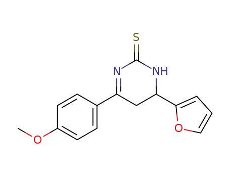Molecular Structure of 132808-73-2 (2(1H)-Pyrimidinethione, 6-(2-furanyl)-5,6-dihydro-4-(4-methoxyphenyl)-)