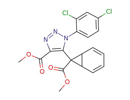 Molecular Structure of 114462-92-9 (1-(2,4-Dichloro-phenyl)-5-(7-methoxycarbonyl-bicyclo[4.1.0]hepta-2,4-dien-7-yl)-1H-[1,2,3]triazole-4-carboxylic acid methyl ester)