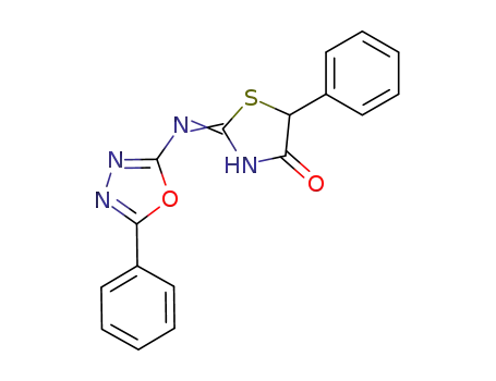 Molecular Structure of 199339-09-8 (5-Phenyl-2-[(Z)-5-phenyl-[1,3,4]oxadiazol-2-ylimino]-thiazolidin-4-one)