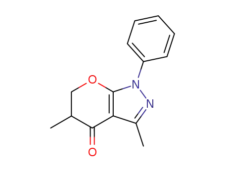 Molecular Structure of 88185-10-8 (Pyrano[2,3-c]pyrazol-4(1H)-one, 5,6-dihydro-3,5-dimethyl-1-phenyl-)