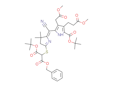 tert-Butyl (E)-1-<benzyloxycarbonyl(tert-butoxycarbonyl)methylthio>-5-cyano-8-(2-methoxycarbonylethyl)-7-methoxycarbonylmethyl-3,3-dimethyl-2,3-dihydropyrrin-9-carboxylate