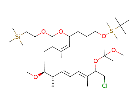 Molecular Structure of 210774-80-4 ((3E,5E,11Z)-(7S,8S)-16-(tert-Butyl-dimethyl-silanyloxy)-1-chloro-8-methoxy-2-(1-methoxy-1-methyl-ethoxy)-3,7,11-trimethyl-13-(2-trimethylsilanyl-ethoxymethoxy)-hexadeca-3,5,11-triene)