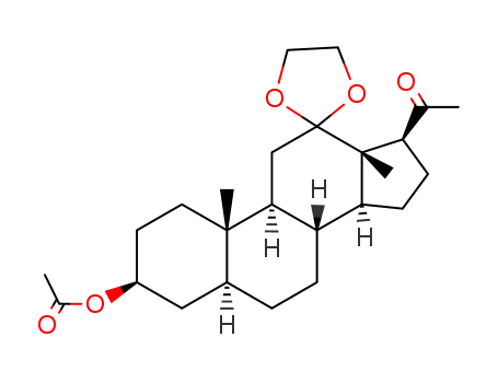 Molecular Structure of 58652-67-8 (3β-acetoxy-12,12-ethanediyldioxy-5α-pregnan-20-one)
