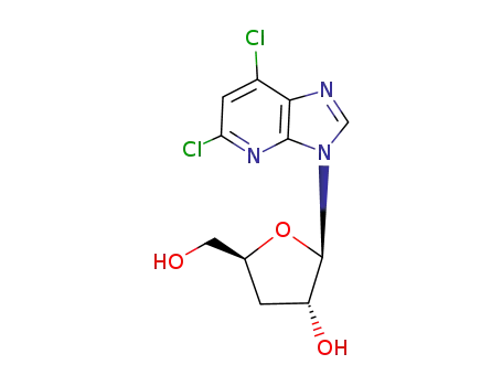 Molecular Structure of 232277-32-6 (5,7-dichloro-3-deoxy-3-deoxy-β-D-ribofuranosyl-3H-imidazo[4,5-b]pyridine)