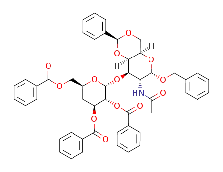 Benzyl-O-(2,3,6-tri-O-benzoyl-4-desoxy-α-D-xylo-hexopyranosyl)-(1->3)-2-acetamido-4,6-O-benzyliden-2-desoxy-α-D-galactopyranosid