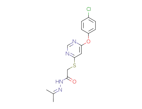 Molecular Structure of 137927-79-8 (((6-(4-Chlorophenoxy)-4-pyrimidinyl)thio)acetic acid (1-methylethylidene)hydrazide)